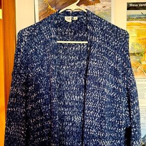 Gap Duster Cardigan Sweater Blue Womens Size M Cozy Fall Long Pockets Cabincore